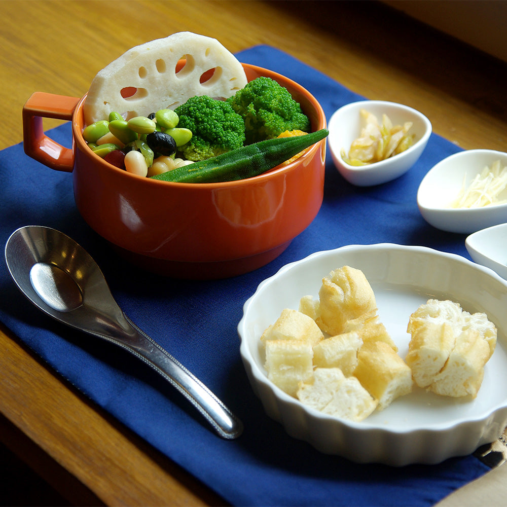 野菜粥と揚げパン